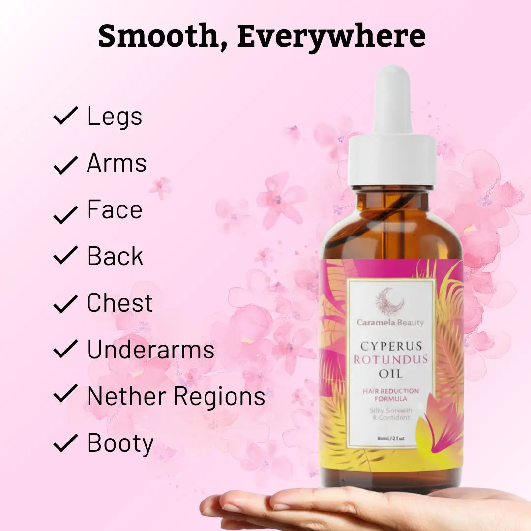 Experience Effortless Hair Reduction with Caramela Beauty's Cyperus Rotundus Oil - 60Ml/2Oz for Smooth, Silky Skin