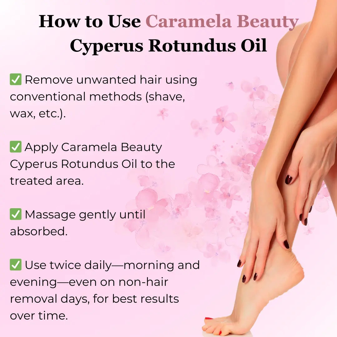 Experience Effortless Hair Reduction with Caramela Beauty's Cyperus Rotundus Oil - 60Ml/2Oz for Smooth, Silky Skin