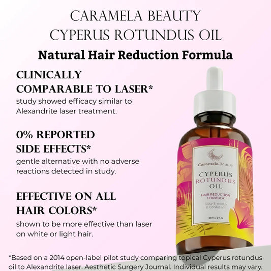Experience Effortless Hair Reduction with Caramela Beauty's Cyperus Rotundus Oil - 60Ml/2Oz for Smooth, Silky Skin